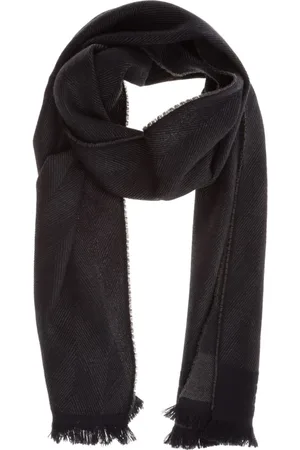 Emporio Armani Tilbehør, Herre, Grå, ONE SIZE, Uld, Herre Grå Logo Skrift Sjal