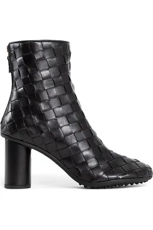 Bottega Veneta Sko, Dame, Sort, 41 EU, Uld, Sorte Ankelstøvler med Intrecciato Væv