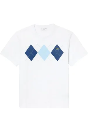 Lacoste Top, Herre, Hvid, L, Bomuld, Elegant Sporty Jersey T-shirt med Diamantmønster