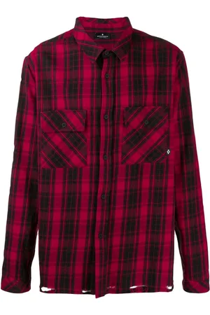MARCELO BURLON Skjorte, Herre, Rød, M, Bomuld, County Check Skjorte