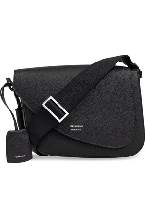 Salvatore Ferragamo Taske, Herre, Sort, ONE SIZE, Uld, Fiamma Skuldertaske