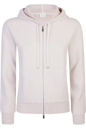 ELEVENTY Sweathshirts & Hoodies, Dame, Hvid, L, Bomuld, Hættetrøje med lynlås