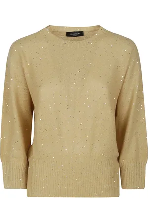Fabiana Filippi Strik, Dame, Gul, M, Afslappet Strik Pullover Sweater