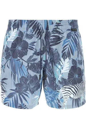 Etro Badetøj, Herre, Blå, S, Polyester, Floral Print Drawstring Badeshorts