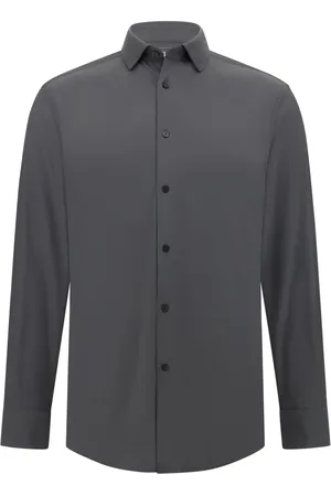 Boggi Milano Skjorte, Herre, Sort, M, Nylon, Slim Fit Stretch Nylon Skjorte