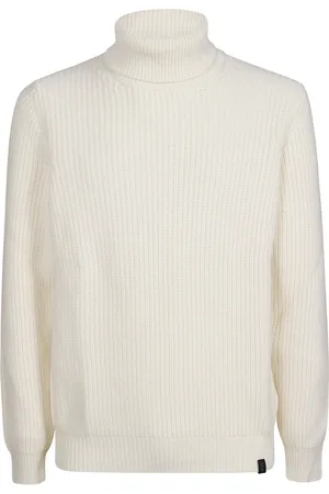 FAY Strik, Herre, Hvid, L, Uld, Cozy Knit Turtle Neck Sweater