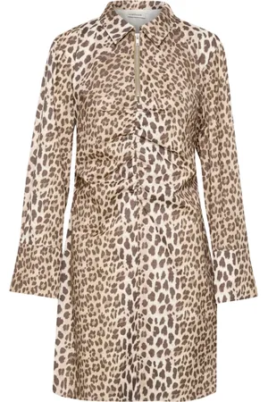 Karen by Simonsen Kjole, Dame, , 3XL, Uld, Stilfuld Ulrike Print Kjole - Taupe