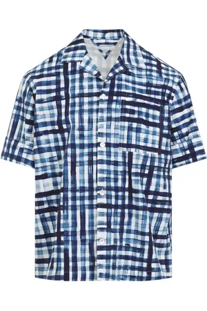 Bottega Veneta Skjorte, Herre, Blå, M, Bomuld, Printed Bowling Shirt