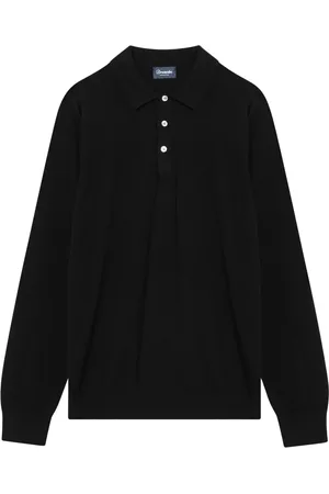 DRUMOHR Top, Herre, Sort, L, Langærmet Polo Shirt