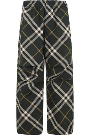 Burberry Bukser, Herre, Grøn, M, Polyester, Grønne ternede bukser Ss24