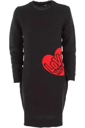 Moschino Kjole, Dame, Sort, M, Uld, Hjerte Mønster Uldkjole