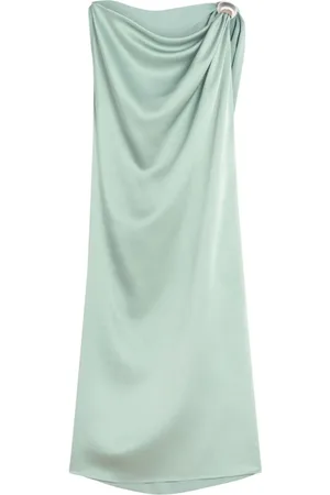 Lanvin Kjole, Dame, Grøn, S, Mintgrøn Bådudskæring Draperet Top