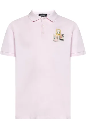 Dsquared2 Top, Herre, Lyserød, L, Uld, Stilfuld polo shirt med flerfarvede patches