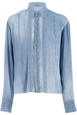 ERMANNO SCERVINO Bluser & Skjorter, Dame, Blå, S, Denim, Vintage Lace Skjorte
