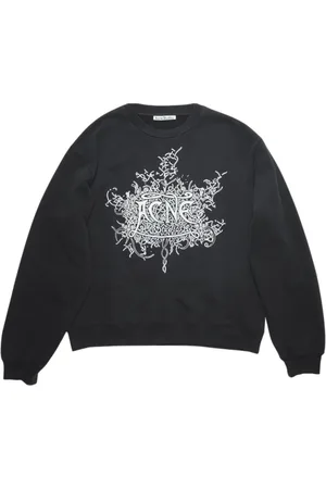 Acne Studios Sweathshirts & Hoodies, Herre, Sort, S, Bomuld, Fluorescerende Sort Logo Sweatshirt