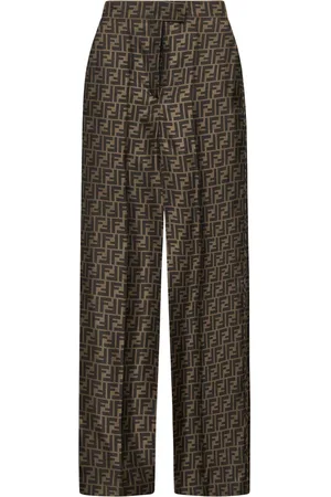 Fendi Bukser, Dame, Brun, XS, Silk Twill Palazzo Bukser