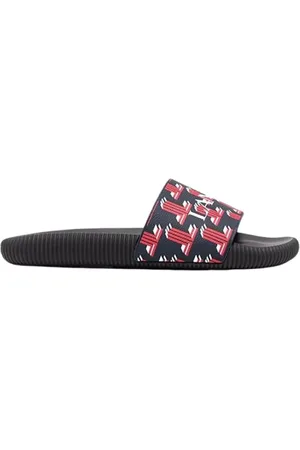 Lanvin Sko, Herre, Rød, 40 EU, Monogrammed Slides med åben tå
