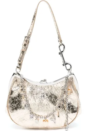 Vivienne Westwood Taske, Dame, Gul, ONE SIZE, Uld, Gylden Kæde Strop Clutch Taske