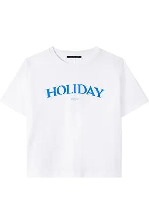 Luisa Cerano Top, Dame, Hvid, M, Bomuld, Holiday Logo Print Hvid T-shirt