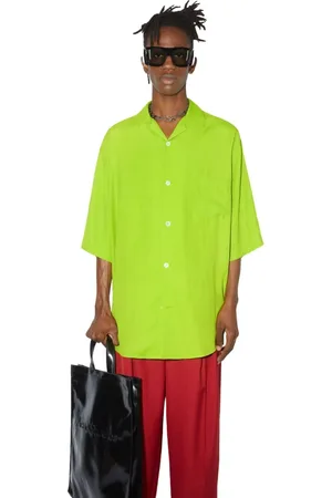 Acne Studios Skjorte, Herre, Grøn, L, Polyester, Button-Up Printed SS Shirt