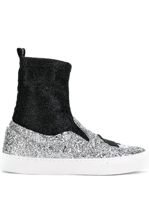 Chiara Ferragni Sko, Dame, Grå, 35 EU, Metallic Sneakers Sock
