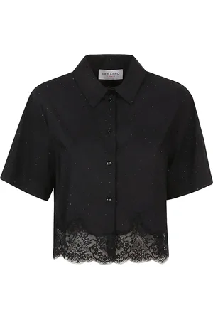 ERMANNO SCERVINO Bluser & Skjorter, Dame, Sort, S, Bomuld, Sort skjorte i bomuldsblanding