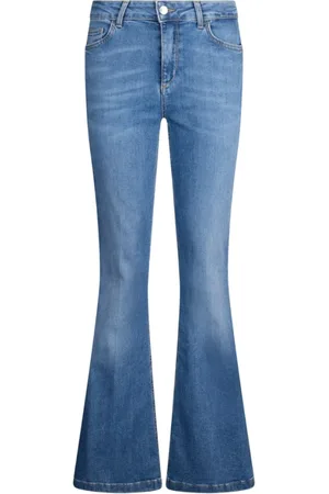 Liu Jo Jeans, Dame, Blå, W32, Bomuld, Flared Jeans med elastisk indsats