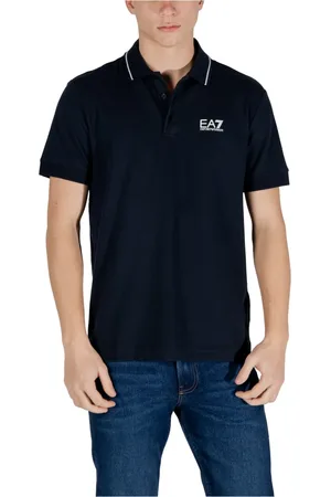 EA7 Top, Herre, Blå, M, Bomuld, Short Sleeve Polo