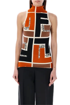 Fendi Top, Dame, Flerfarvet, M, Polyester, Halter Neck Topwear