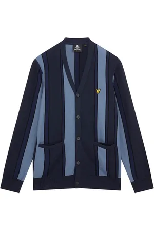 Lyle & Scott Strik, Herre, Blå, XL, Bomuld, Crewneck Cardigan
