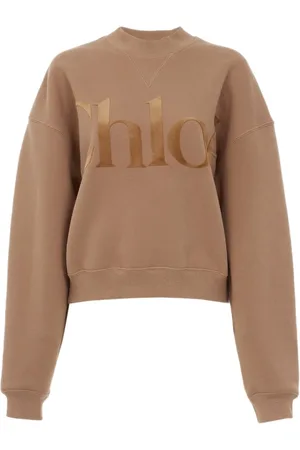 Chloé Sweathshirts & Hoodies, Dame, Brun, M, Bomuld, Brun Velvet Sweater med Ribbede Kanter
