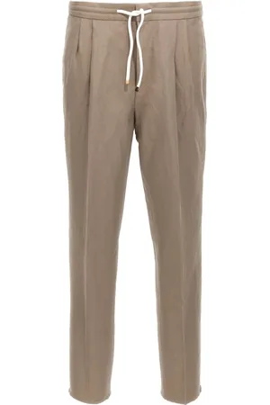 Brunello Cucinelli Bukser, Herre, Brun, S, Uld, Taupe Bukser Elastisk Talje Lommer