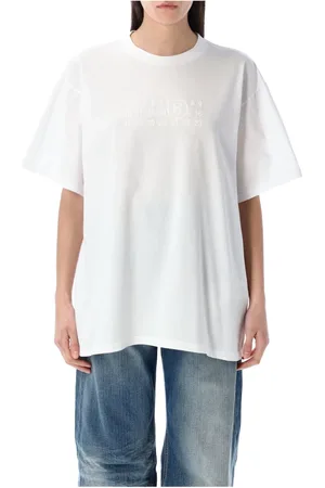Maison Margiela Top, Dame, Hvid, S, Bomuld, Hvid Numerisk Logo Oversized T-shirt