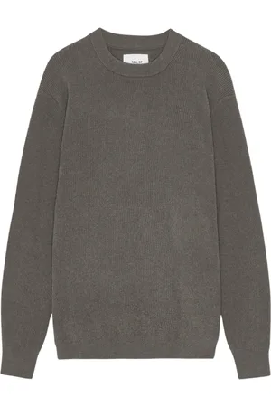 NN.07 Strik, Herre, Grøn, S, Polyester, Moderne Crewneck Sweater med Ribdetaljer