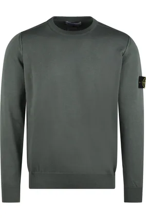 Stone Island Strik, Herre, Grøn, S, Bomuld, Bomuld Crewneck Sweater med hævet syning