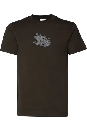 Burberry Top, Herre, Grå, M, Bomuld, Bomulds T-shirt med Ridderlogo