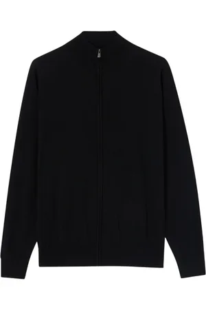 Brooks Brothers Strik, Herre, Sort, S, Uld, Merino Wool Full Zip Sweater