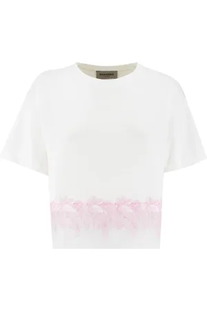 ERMANNO SCERVINO Top, Dame, Hvid, L, Bomuld, Floral Lace T-Shirt
