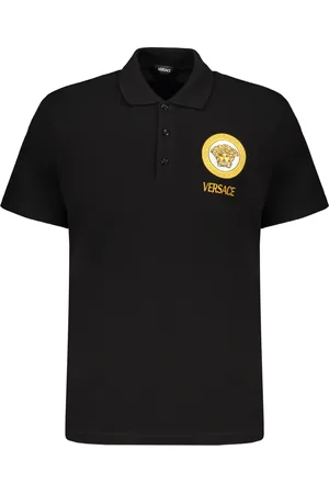 VERSACE Top, Herre, Sort, 2XL, Bomuld, Broderet Bomuld Polo Shirt med Logo