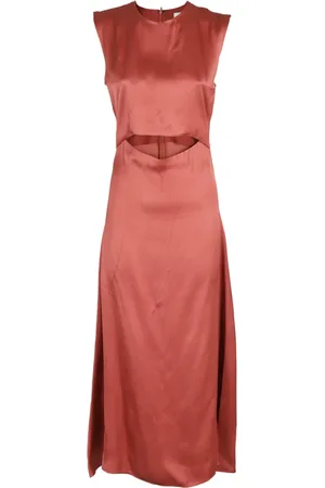 Loulou Studio Kjole, Dame, Rød, S, Satin, Cut Out Ærmeløs Satin Midi Kjole