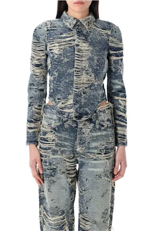 Diesel Bluser & Skjorter, Dame, Blå, M, Denim, Blå Denim Slim Fit Skjorte