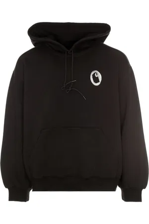 Carhartt Sweathshirts & Hoodies, Herre, Sort, S, Bomuld, Charm Link Hættetrøje med Kængurulomme