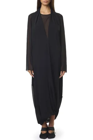 Maison Margiela Kjole, Dame, Sort, XS, Polyester, Lang V-hals kjole