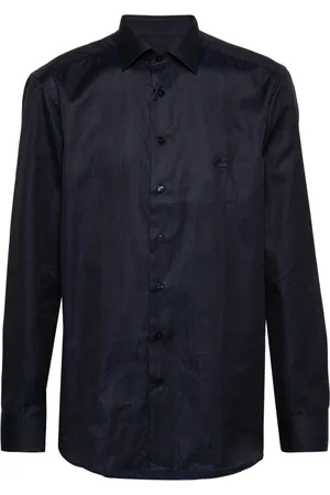 Etro Skjorte, Herre, Sort, L, Bomuld, Paisley Jacquard Langærmet Skjorte