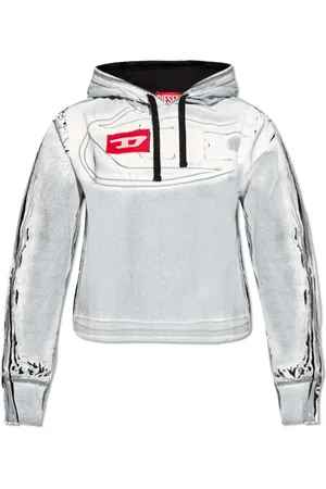 Diesel Sweathshirts & Hoodies, Dame, Grå, 2XS, Bomuld, Cropped Hættetrøje