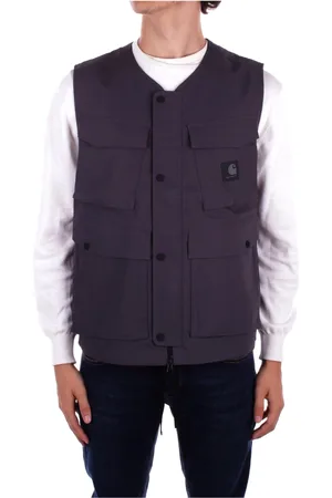 Carhartt Jakke, Herre, Blå, S, Polyester, Logo Front Zip Jakke med Fire Lommer