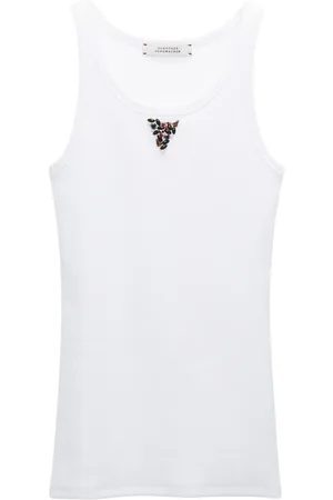 Dorothee Schumacher Top, Dame, Hvid, M, Bomuld, Embellished Ribbed Tank Top