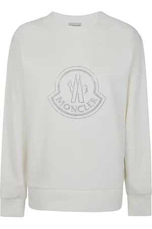 Moncler Sweathshirts & Hoodies, Dame, Hvid, M, Bomuld, Rundhalset sweater
