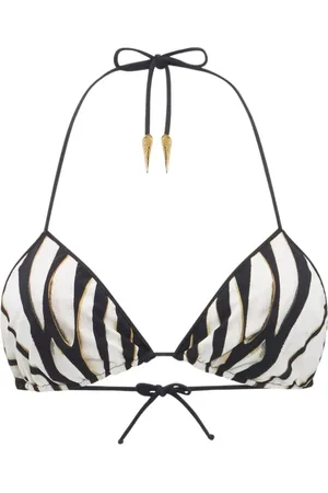 Roberto Cavalli Badetøj, Dame, Flerfarvet, S, Uld, Guld Print Bikini Top