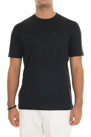 Emporio Armani Top, Herre, Blå, XL, Bomuld, Logo T-shirt